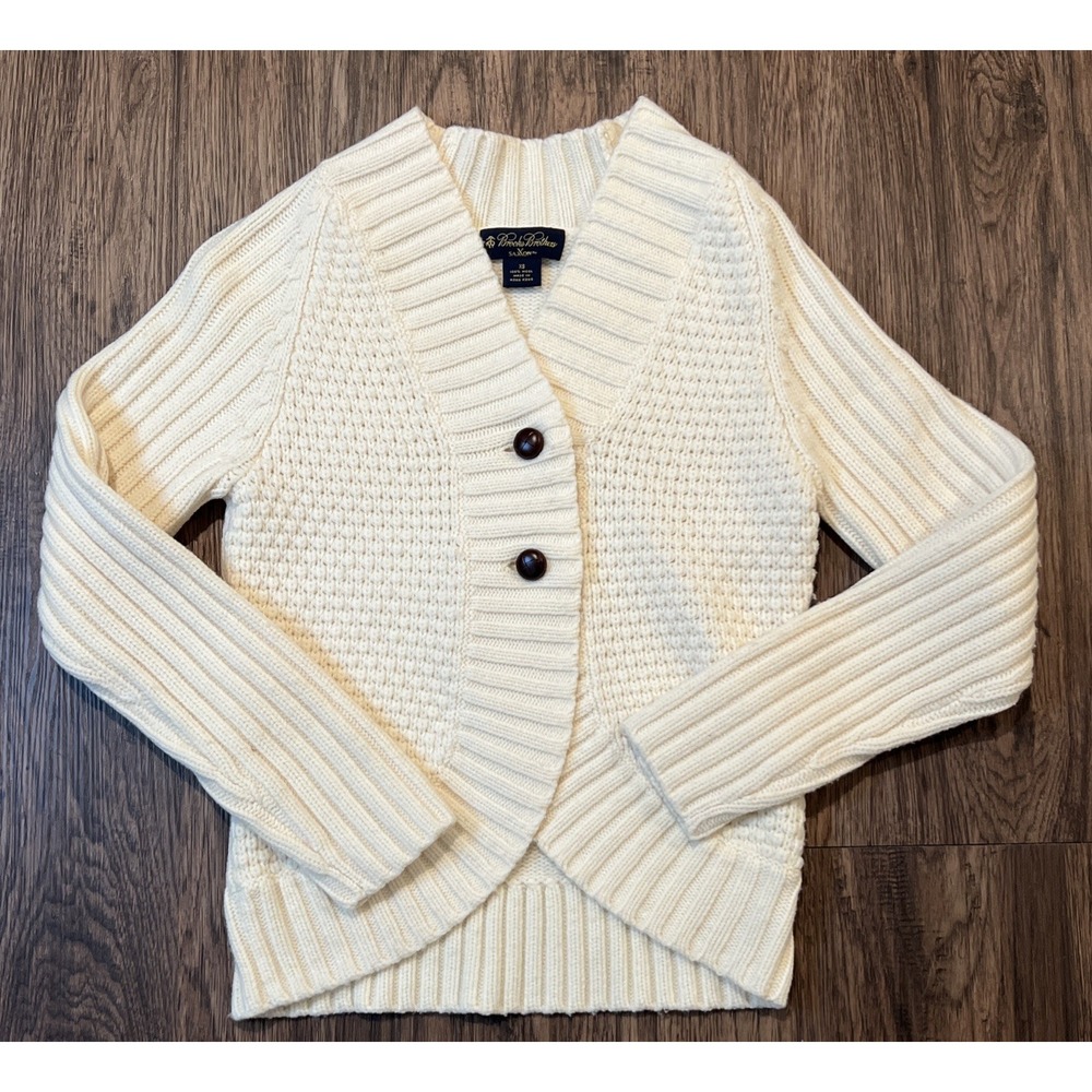 Brooks Saxon Cardigan Women's Wool Luxury Career Size XS Color Cream